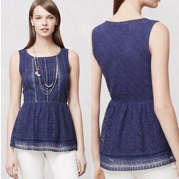 Anthropologie Tops - Anthropologie One September Coralline Peplum Lace top - small